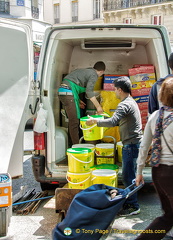 Vendors packing away their goods